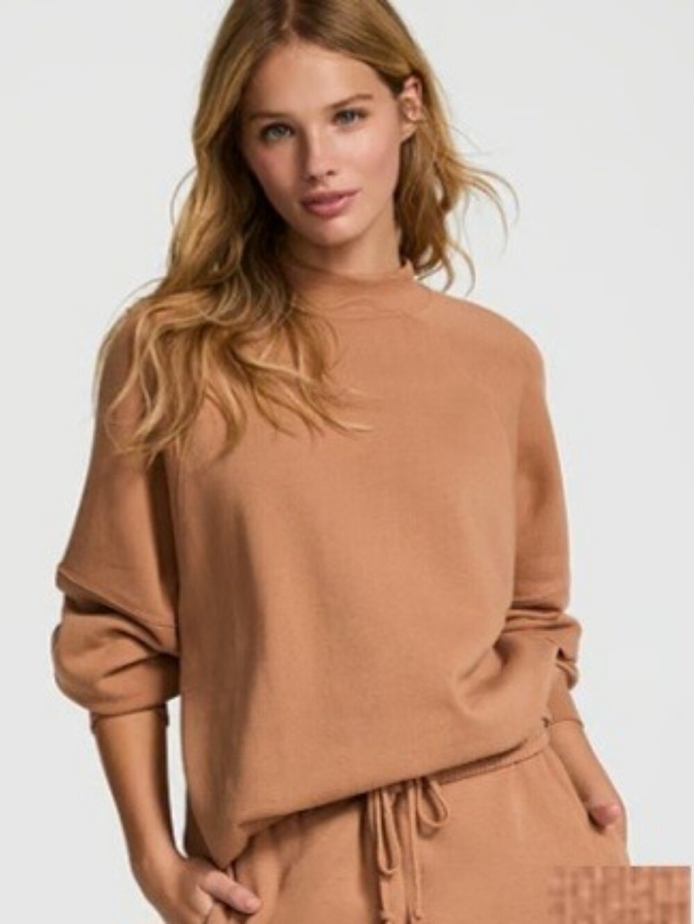 PINK Victoria's Secret Relaxed Campus Fleece Mock-neck Sweatshirt
